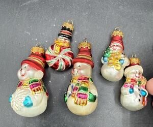 Lot Of 5 Unique Treasures Hand Blown and Painted Crafted Glass Ornaments -BG1